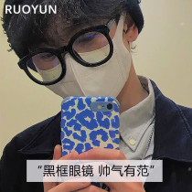 Round frame glasses Mens trend black frame anti-blue light myopia glasses Womens black frame eye frame Mens trend can be equipped with power glasses frame