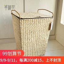 Large Nordic dirty clothes bucket rattan dirty clothes storage basket basket basket with lid dirty clothes basket storage box household laundry basket