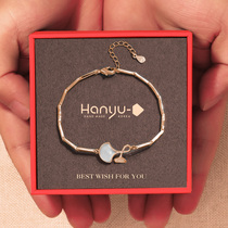 Opal bracelet female summer simple sterling silver niche design Tanabata gift 999 sterling silver light luxury 2021 new