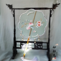 Tuan fan ancient wind long handle tassel dance Hanfu embroidery double-sided fan fairy air shooting Guofeng round fan classical palace fan