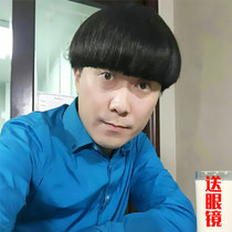  Pot cover head watermelon head Mushroom head wig male short hair Korean version of handsome performance shaking voice wig Fashion wig headgear