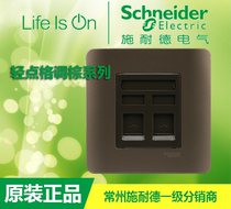 Schneider tap series switch socket panel style Brown phone computer socket tap Brown phone computer