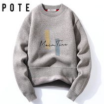 La Chabel pote mens sweater one velvet autumn and winter plus velvet padded round neck sweater sweater