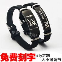 Allen Walker bracelet silicone titanium steel bracelet for men and women AlanWalker with Faded electronic bracelet lettering