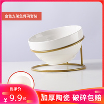 Cat Bowl Ceramic Kitty for eating Drink Dual-use Young Cat Special Bowl Cat Bowl Large Capacity Infant Cat Cat Bowl Tilt neck