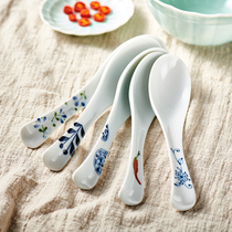 Ceramic King] imported from Japan mino yaki underglaze color Japanese household ceramics long-handled spoon spoon spoon spoon