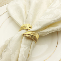 High-end hotel Golden Leaf napkin button napkin ring sample room modern simple mouth cloth ring