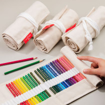 German Huibojia pen curtain roll pen bag large capacity pencil pencil pencil pencil pencil bag female simple cotton and linen hand sketch color lead pen storage tool creative pen bag art painting supplies