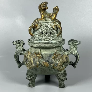 青銅 纏龍 麒麟蓋 香炉 在銘(ZE748) 龙纹青铜香炉-龙纹青铜香炉促销价格、龙纹青铜香炉品牌- 淘宝
