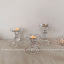 ins French Roman column glass candlestick retro Korean decoration B & B room soft decoration simple coffee shop