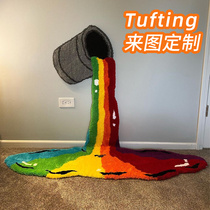 Color Paint Tufting Custom Ins Wind Rug Home Bedroom Bedside Blanket Handwork Tuft Flannel Anti-Slip Foot