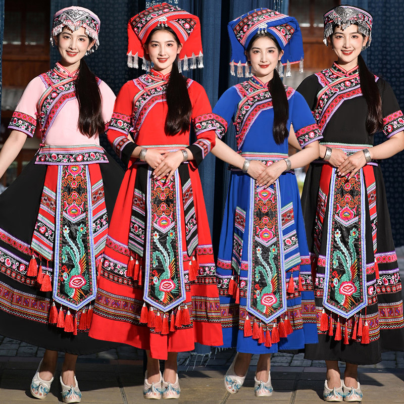 広西チワン族の新しい 3 月 3 日の女性の大人ミャオ族パフォーマンス衣装ダンス衣装 56 少数民族衣装