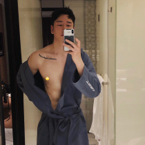 24KG same style Huang Jingyu Gu Hai nightgown male couple spring hooded bathrobe absorbent thin bathrobe male
