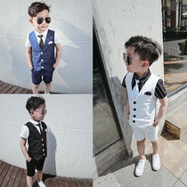 Boy suit suit suit childrens small suit short sleeve flower child birthday dress June 1 Festival performance 2021 summer