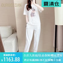 OURROSESAN sports suit womens summer 2021 new Korean edition short-SLEEVED trousers LOOSE casual running two-piece set
