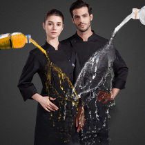 Waterproof and oil-proof chefs overalls long sleeves autumn and winter mens high-end hotel Western restaurant dining after kitchen customization