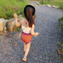 Small Honey Candy Child Clothing Girl Shorts Summer Summer Dress Ocean Gas Children Baby Harnesses Womens Striped Ice Silk Pants Tide