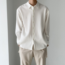 Shirt mens autumn new long sleeve loose casual inch shirt Korean trend non-iron pleated high shirt coat