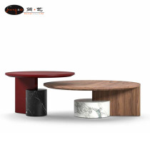 Simple art new 557 sengu table sen ancient tea table marble base wood finishes high and low combined tea table