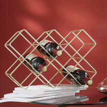 Shelf grid wine cabinet Lattice Diamond red wine rack ornaments modern simple wine box wine Fork grid home display rack