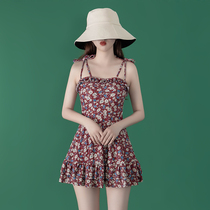 (Fairy Womens House) French Fairy Van Korea ins hot spring belly thin conservative student one-piece swimsuit woman