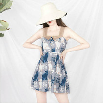 Cute Japanese ins Korea 2021 new net red conservative student hot spring appear thin cover belly summer one-piece swimsuit woman