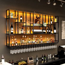 Bar wine cabinet against wall wall mounted shelf industrial wind bar wrought iron display stand creative restaurant wine shelf