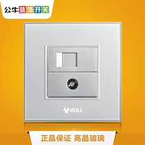 Bull switch socket TV phone socket CCTV socket phone plug wall moonlight silver panel G22