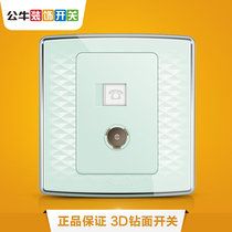 Bull TV telephone socket 86 type Wall cable TV closed circuit telephone line telephone TV socket G20 Green