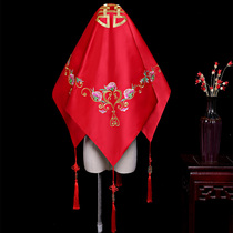 Hijab bride red wedding Chinese embroidery high-grade Xiuhe clothing Red HIPPA bag leather head satin
