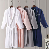 Bathrobe womens summer thin cotton water absorption quick-drying five-star hotel cotton couple yukata spring and autumn mens nightgown