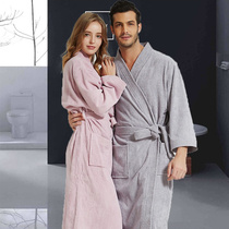Couple nightgown female spring and autumn cotton towel material absorbent quick-drying medium long winter five-star hotel same bathrobe male