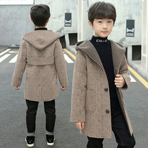 Boy Ni Zi coat tide boy boy woolen coat 2021 new winter one velvet long plus velvet thickened