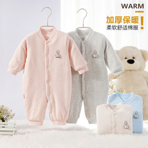 Baby jumpsuit autumn and winter thin cotton warm baby clothes winter newborn baby color cotton boneless ha clothes climbing clothes