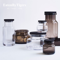 Stock Danish import Louise Roe glass storage jar kitchen storage with cork lid table top Nordic