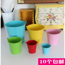 Small Iron Bucket Shooting Props Simulation Plant Bucket Home Residence Decoration Candy Pure Color Flower flower Flower Inserted Flower Pot containing barrel