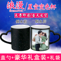 Ceramic mug with lid spoon creative diy printable hot water display color changing Cup custom photo logo
