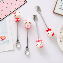 Cartoon cute Japanese stainless steel small spoon dessert coffee spoon ins wind girl heart short handle milk tea mixing spoon