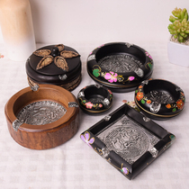Wood Ashtrays Creativity Individuality Trend Home Solid Wood Living Room Office New Chinese Retro with lid smoke cylinder