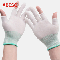  Gloves labor insurance wear-resistant work cloth female work breathable thin anti-static male work ground work thin nylon ultra-thin white