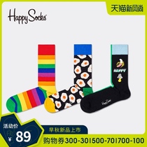 HappySocks tide brand socks mens and womens mid-tube socks Cute ins tide cotton socks spring and autumn sports cotton socks couple models