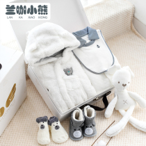 Baby gift box newborn thickened cotton clothes set autumn and winter men and women Baby Full Moon 100 days old gifts