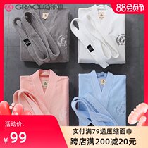 Jie Liya hotel bathrobes for men and women pure cotton towel material winter thickened lengthened absorbent quick-drying cotton nightgown couple