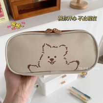 ins Korean niche pencil case Japanese cute large capacity stationery box canvas junior high school female college student pen box