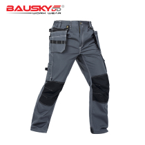 bauskydd Bao Shiji tooling multi-pocket polyester cotton mens work pants Spring and autumn security trousers wear-resistant knot practical work clothes