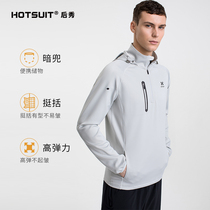 hotsuit hooded sweater 2021 summer new mens pullover stand collar windproof casual fitness sports long-sleeved T-shirt