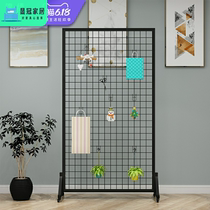 Kindergarten art area works display stand vertical grid frame mobile grid frame iron double-sided adhesive hook rack landing