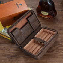 galiner portable cigar box four-pack cigar leather case with lighter scissors set cigar moisturizer box