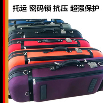 Factory direct sales 4 4 violin box bag shockproof composite fiber waterproof with password lock with spectrum bag can be double shoulder back