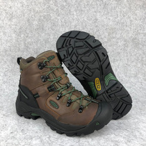 K family outdoor mens mid-top waterproof hiking shoes genuine leather anti-smashing toe protection work shoes non-slip breathable labor insurance shoes